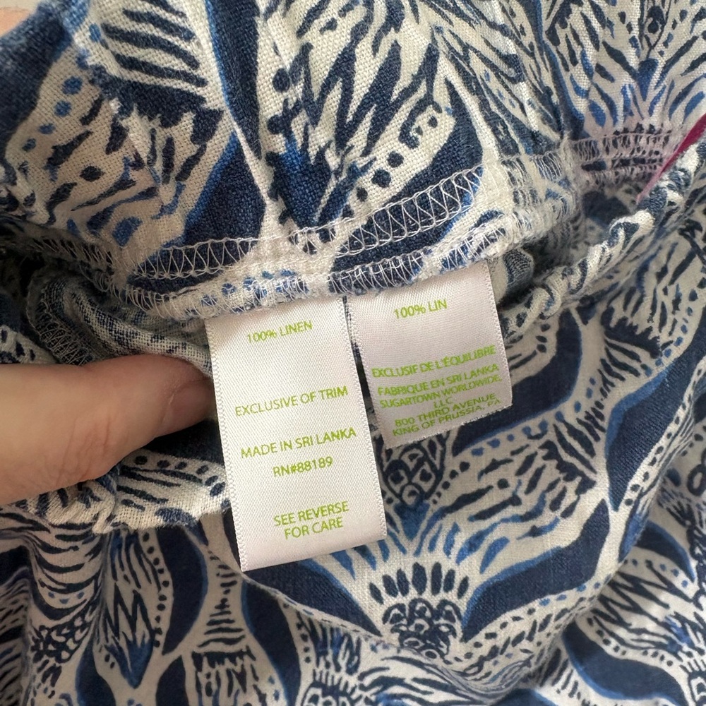 Lilly Pulitzer Bal Harbour Linen Palazzo Pant Navy Mermaids Tail Size Medium (M) - Picture 6 of 10